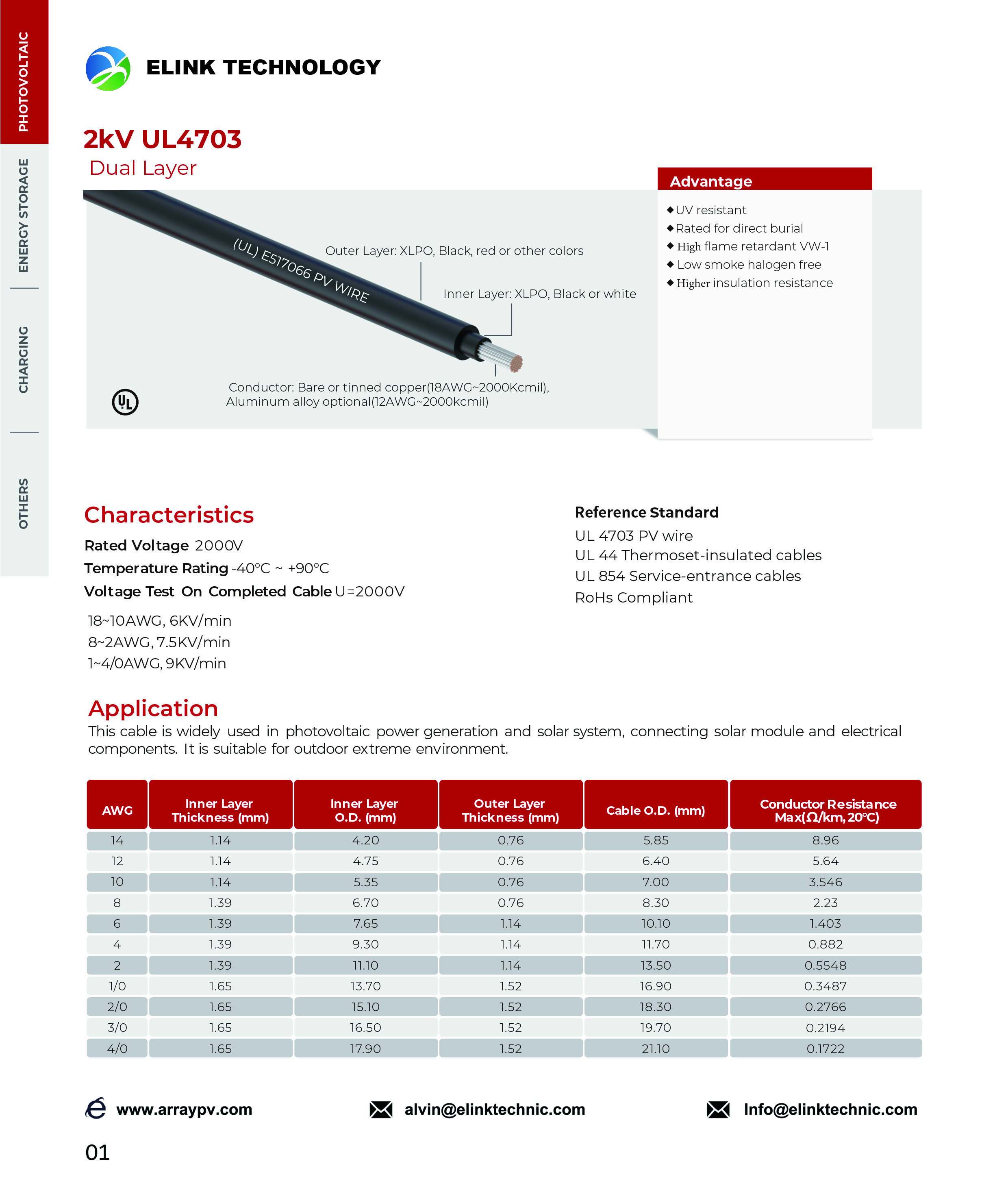 2kV UL4703 Dual Layer