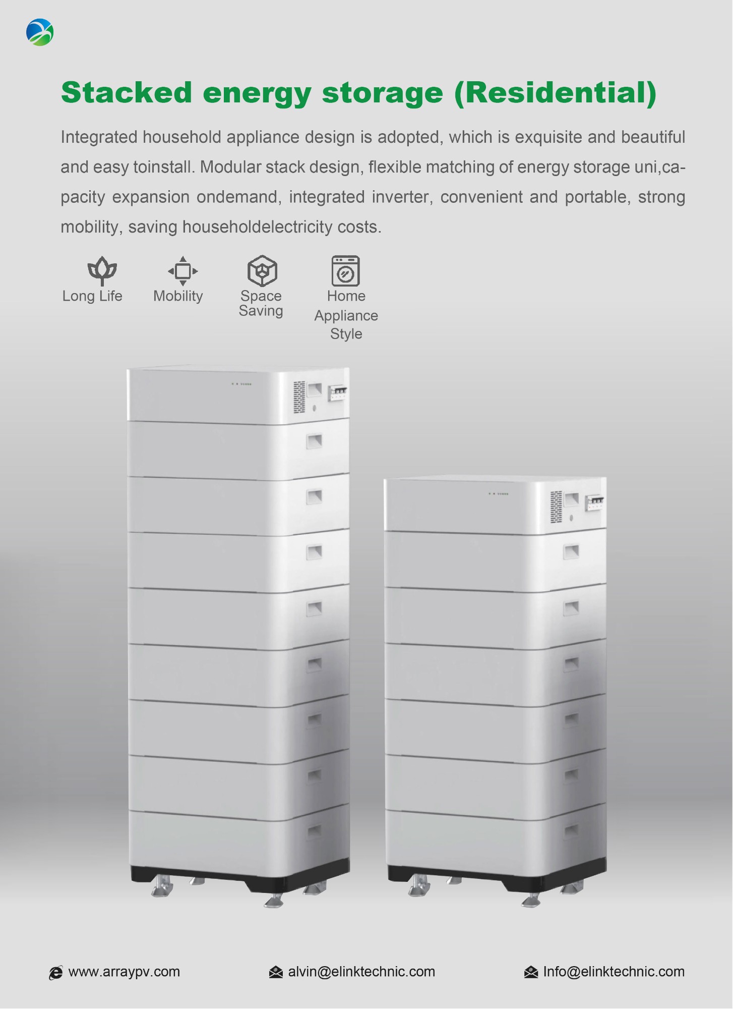 100AH 409.6V 40.96kwh Residential High Voltage Stacked Energy Storage 2