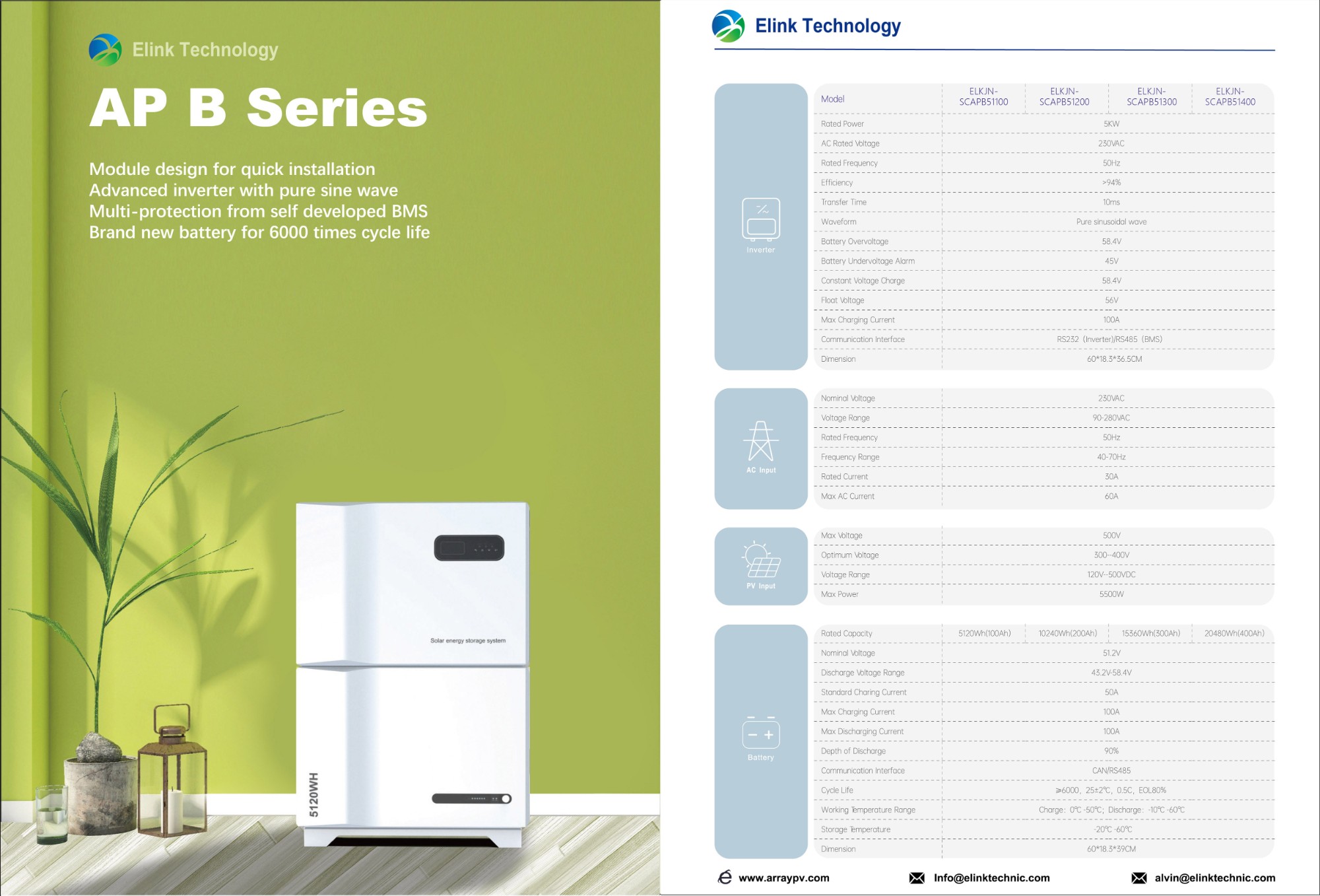 APB 5.12kwh 51.2V 100Ah Stacked Energy Storage