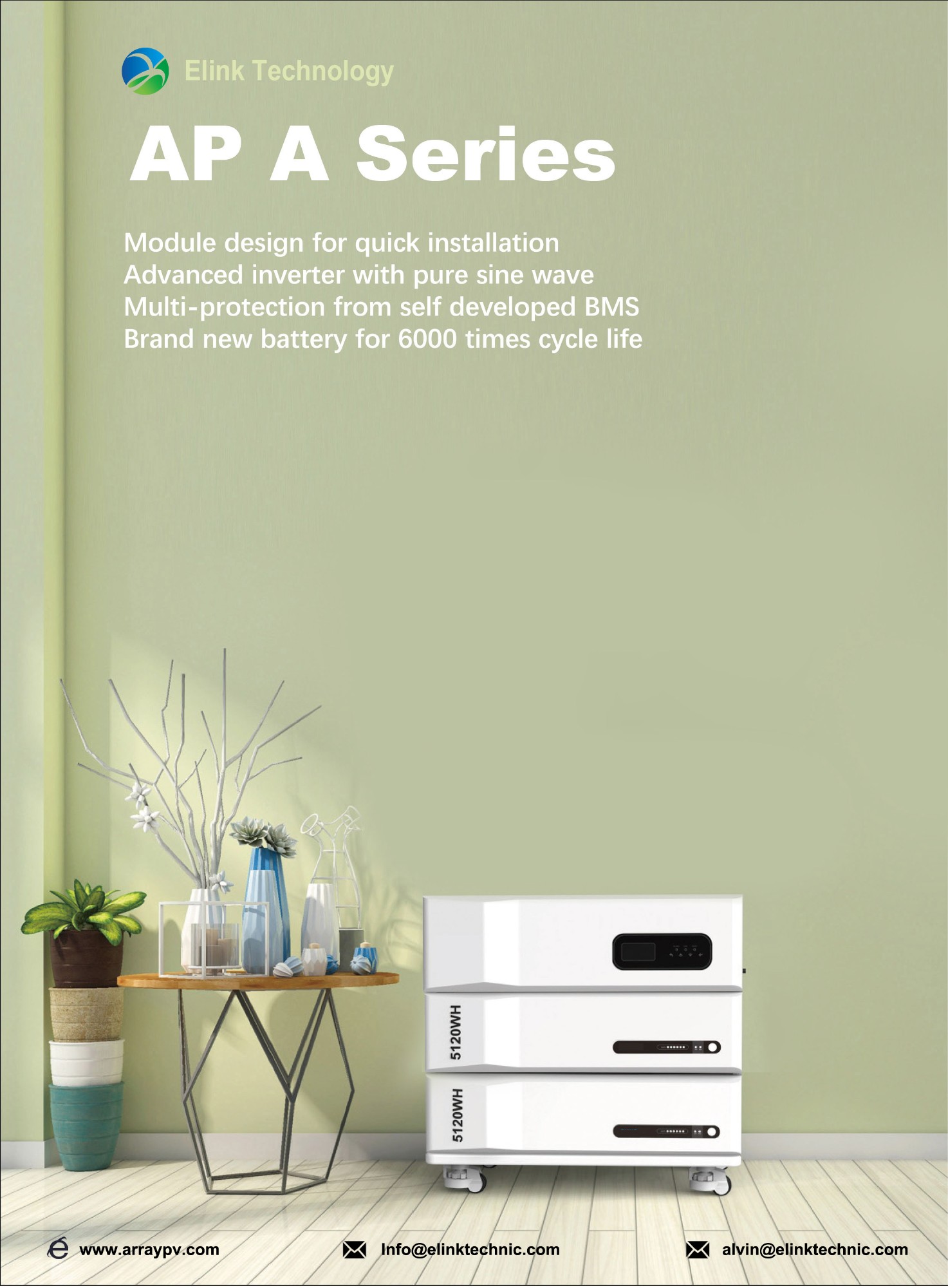 APA10.24kwh 51.2V 200Ah Stacked Energy Storage