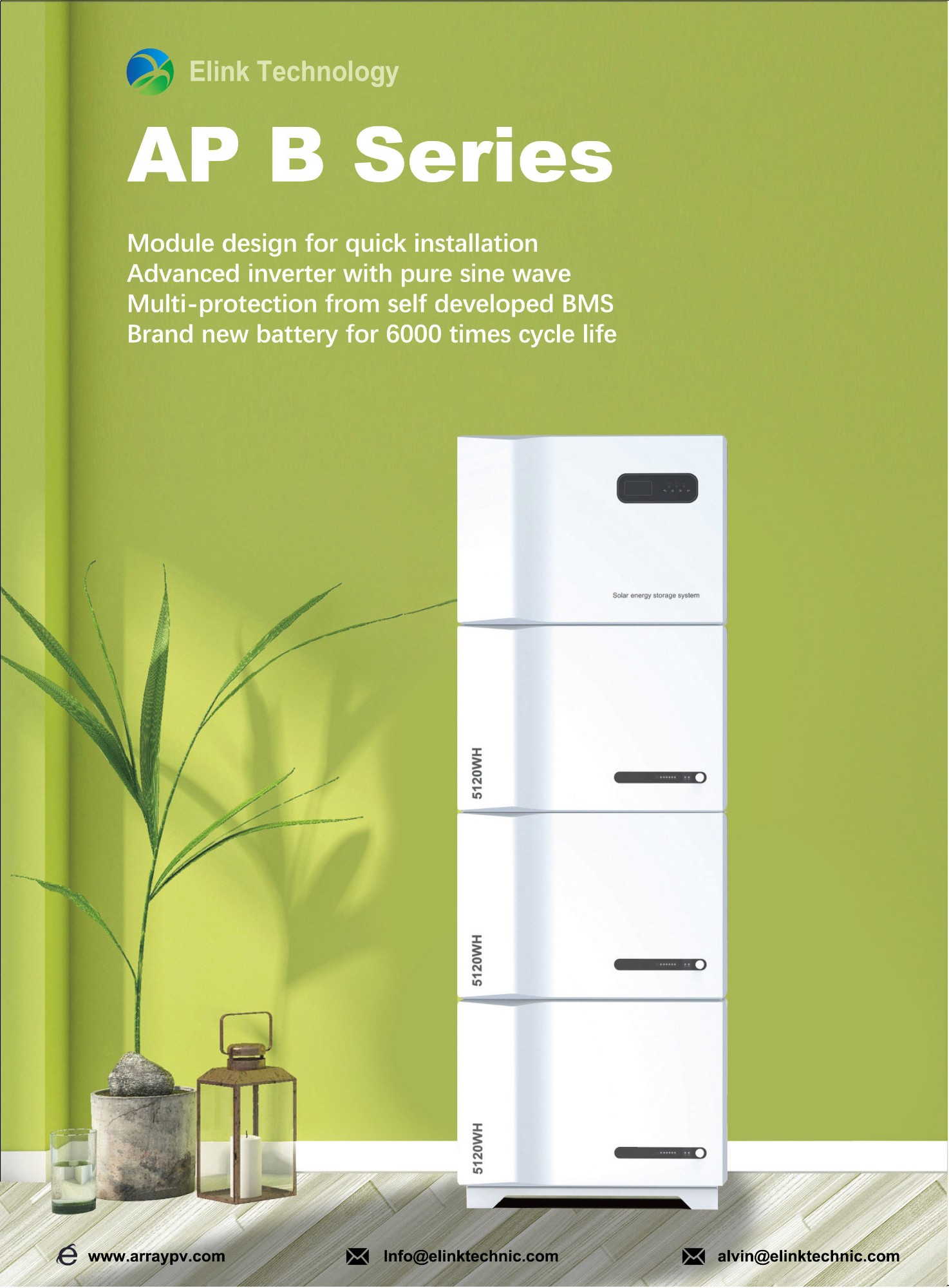 APB 15.36kwh 51.2V 300Ah Stacked Energy Storage