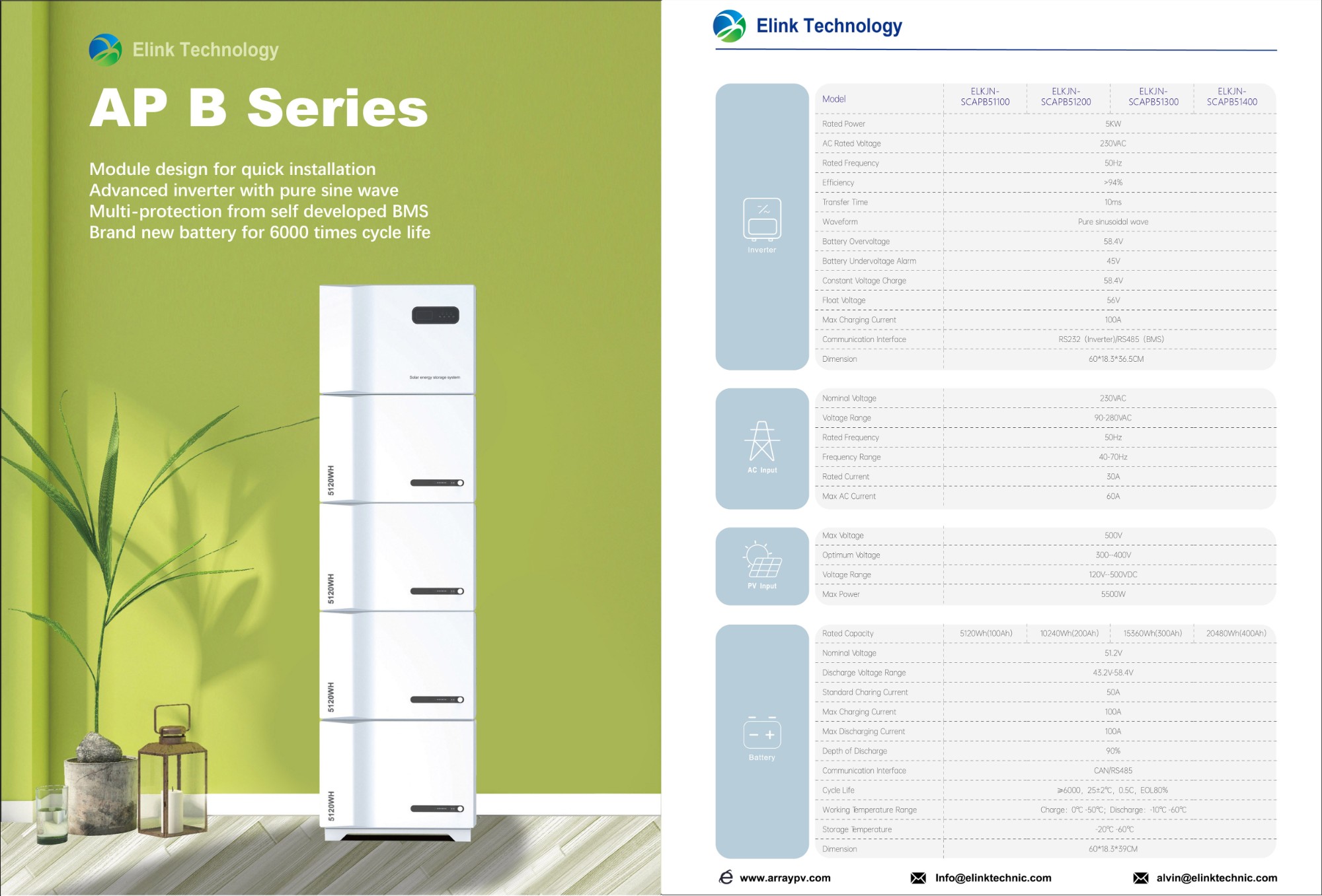 APB 20.48kwh 51.2V 400Ah Stacked Energy Storage